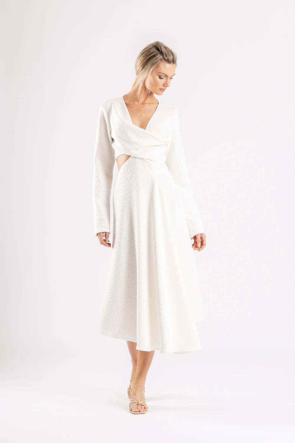 Elysian Collective One Fell Swoop Roisin Midi Dress Blanche