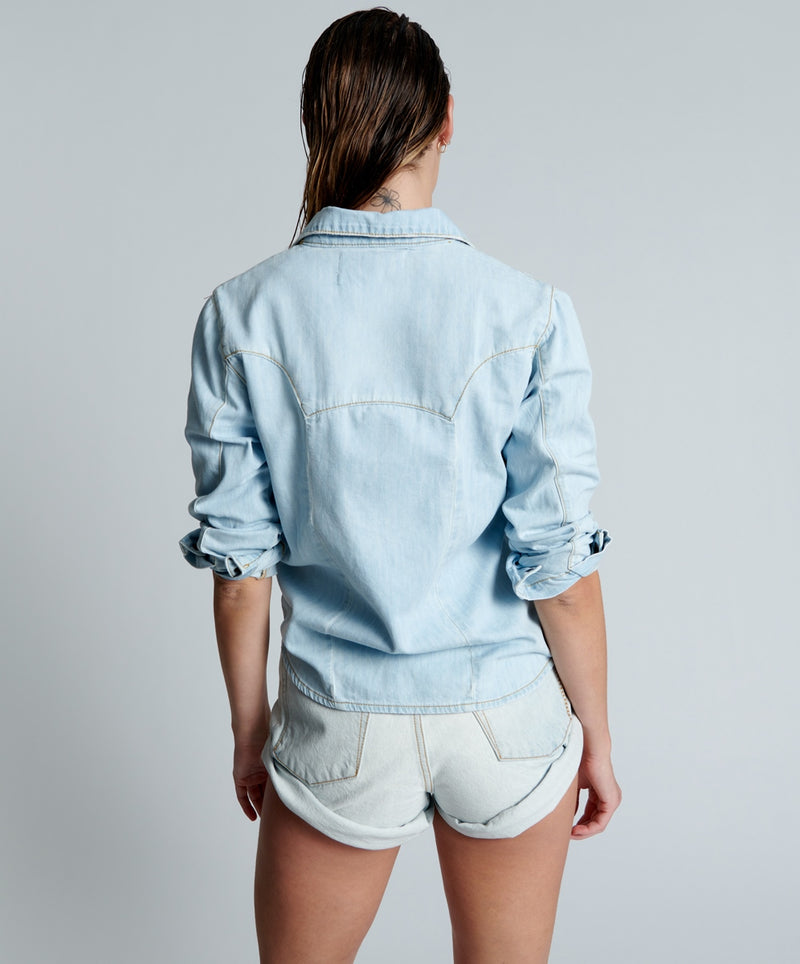 Elysian Collective One Teaspoon Bel Air Blue Fitted Denim Shirt