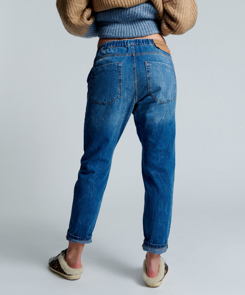 Elysian Collective One Teaspoon Resort Blue Shabbies Drawstring Boyfriend Jeans