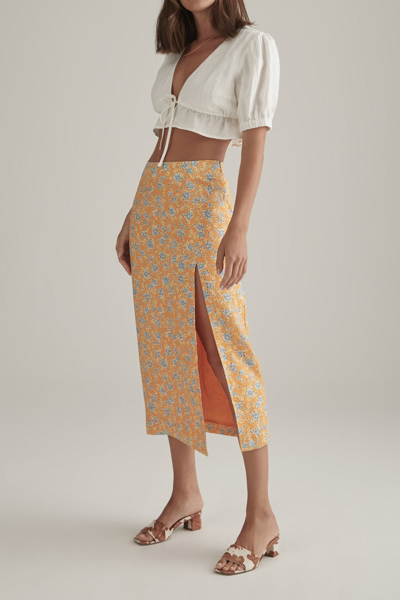 Elysian Collective Ownely Mya Skirt Tangelo Floral