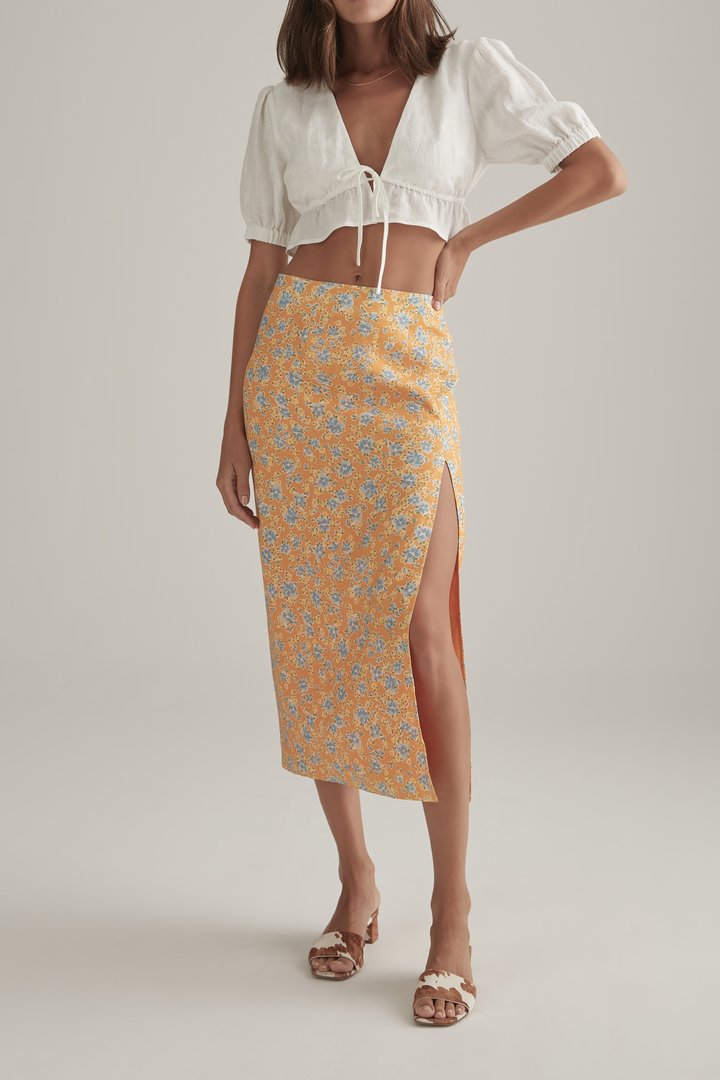 Elysian Collective Ownely Mya Skirt Tangelo Floral