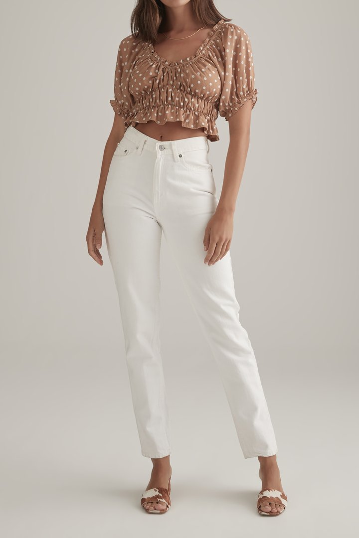 Elysian Collective Ownley Abby Top Tan Polka