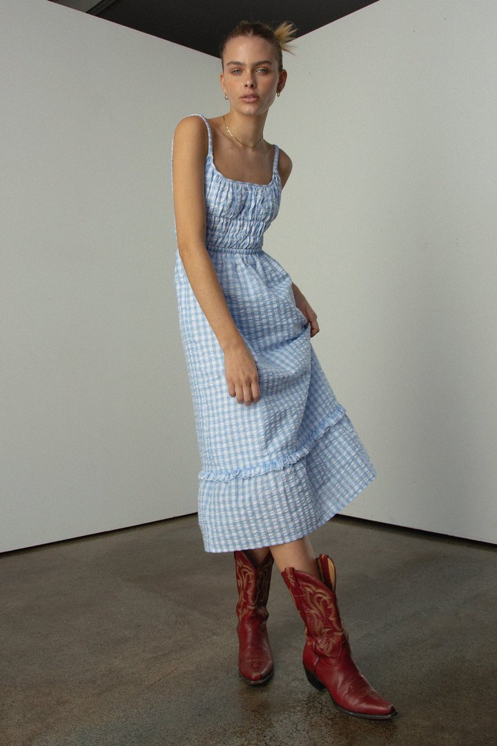 Elysian Collective Ownely Juliana Dress Blue Gingham