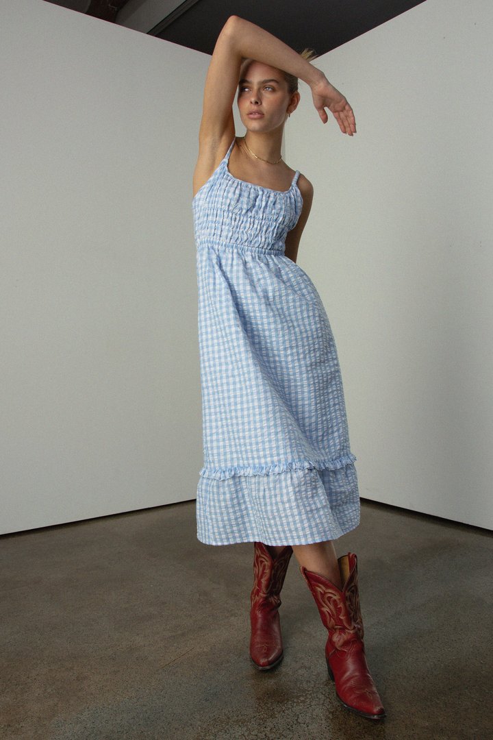 Elysian Collective Ownely Juliana Dress Blue Gingham