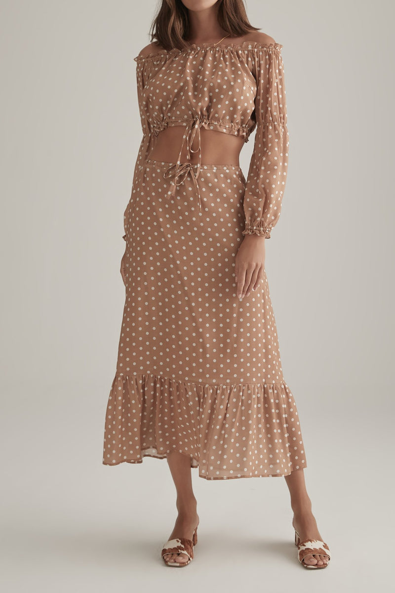 Elysian Collective Ownley Philly Skirt Tan Polka
