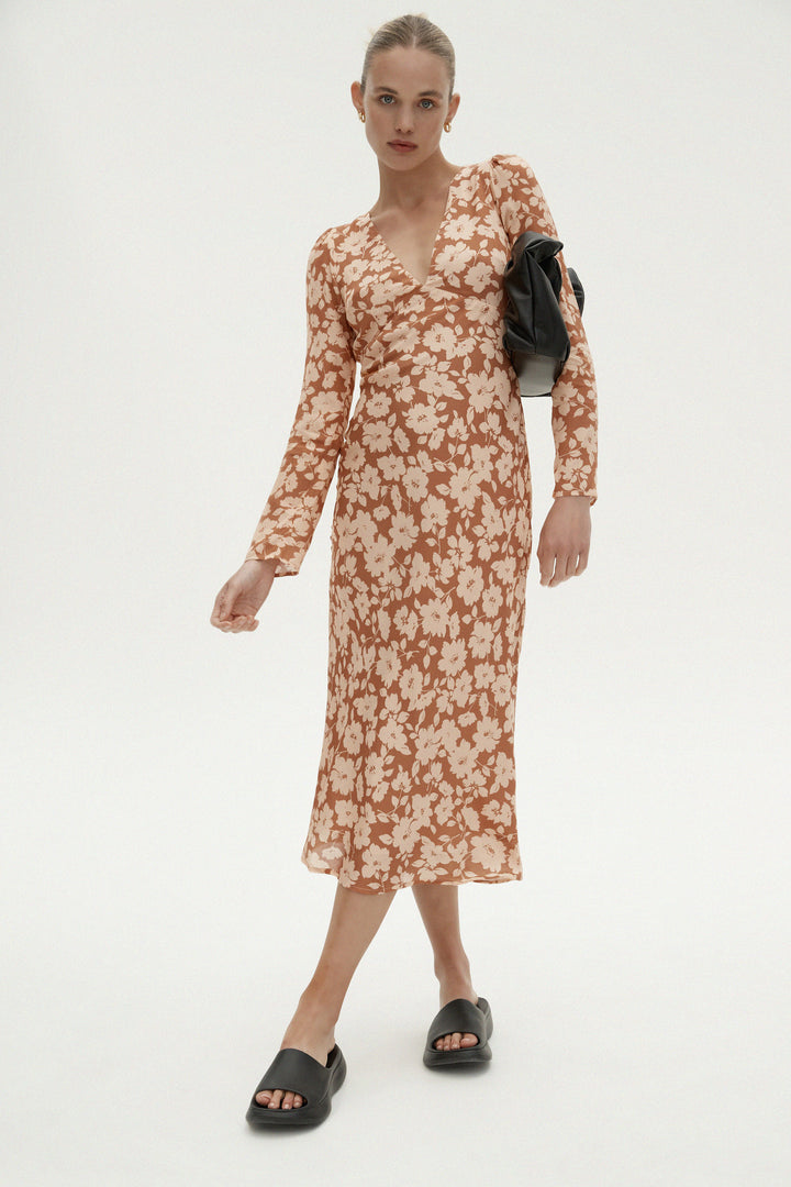 Elysian Collective Ownley Zaliah Dress Mocha Floral