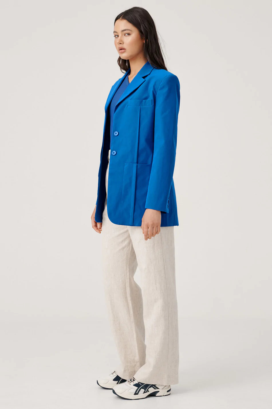 Elysian Collective RAEF The Label Henley Blazer Blue