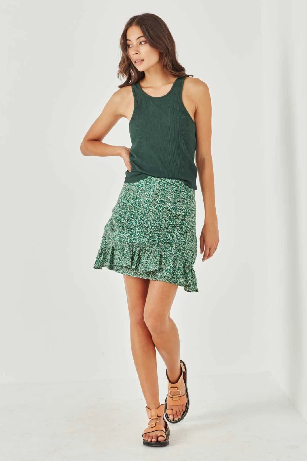 Elysian Collective Remain Charlotte Skirt Hunter Green Paisley