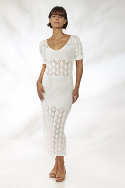 Elysian Collective Rue Stiic Flora Knit Maxi Dress White