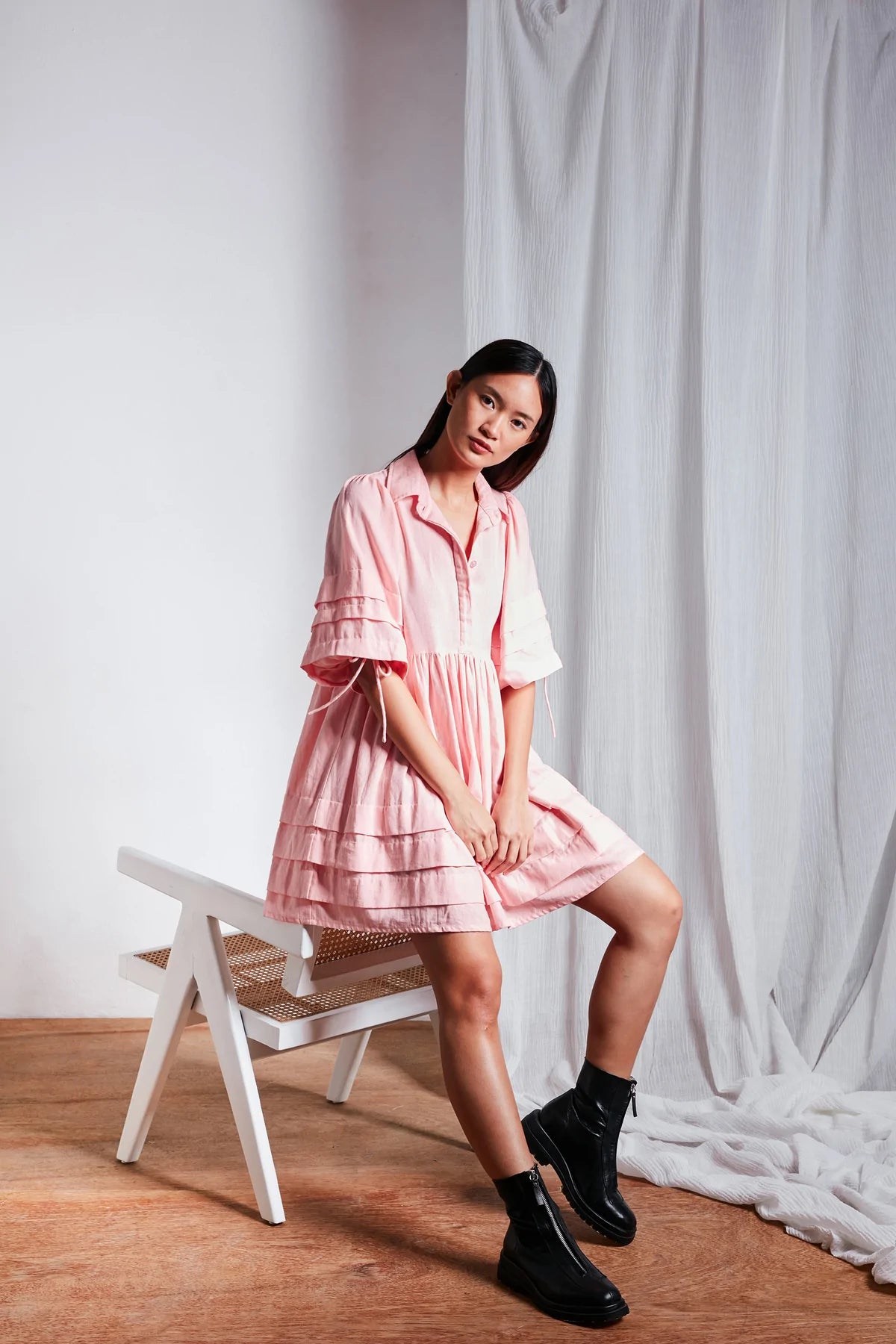 Elysian Collective Rue Stiic Lila Mini Dress Blush Rose