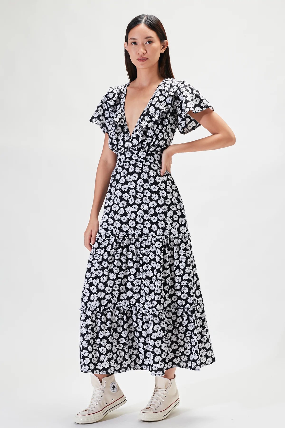 Elysian Collective Rue Stiic Lucille Maxi Dress Black Dahlia Floral