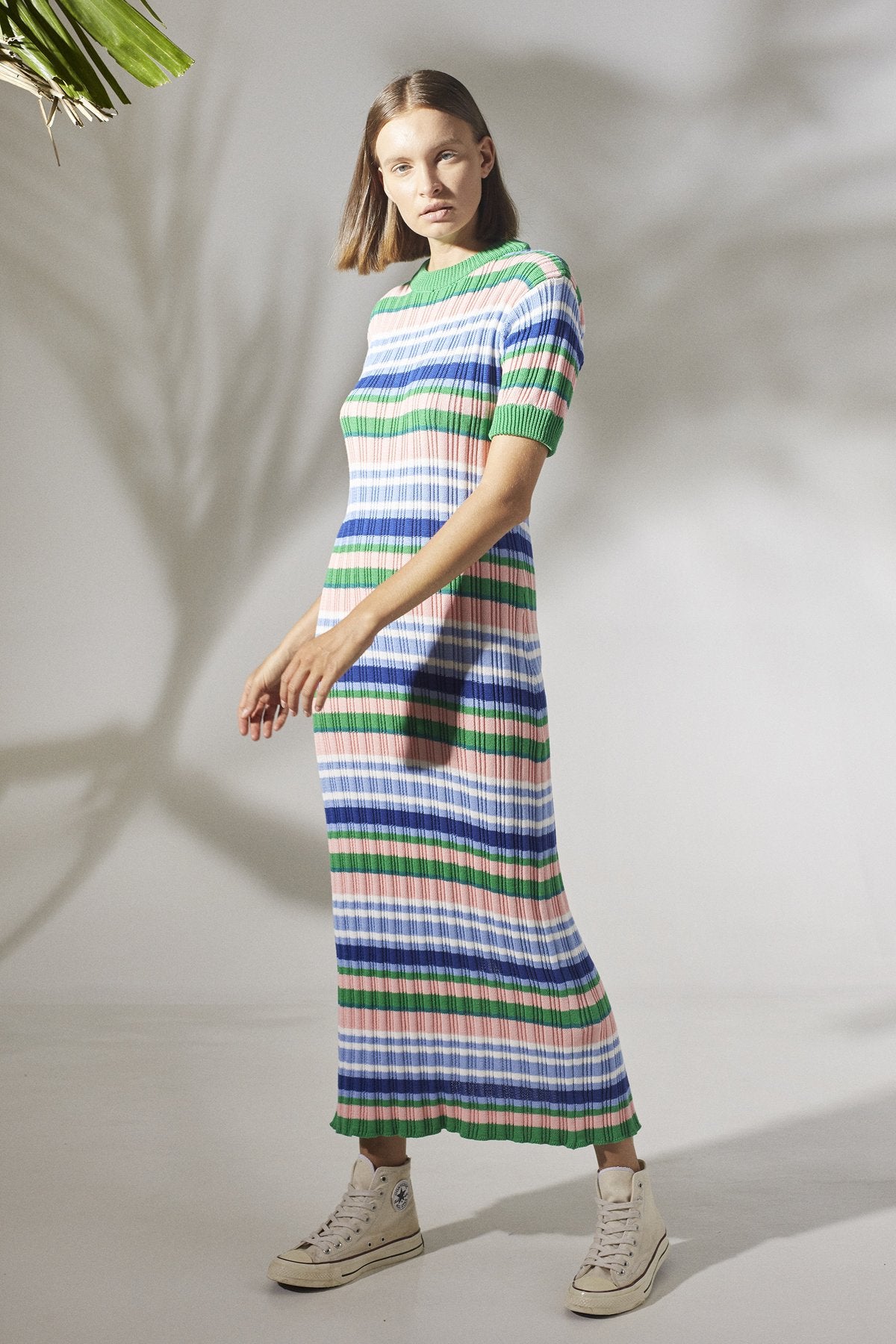 RUE STIIC - Wren Maxi Knit Dress (Retro Stripe Orchid Pink)