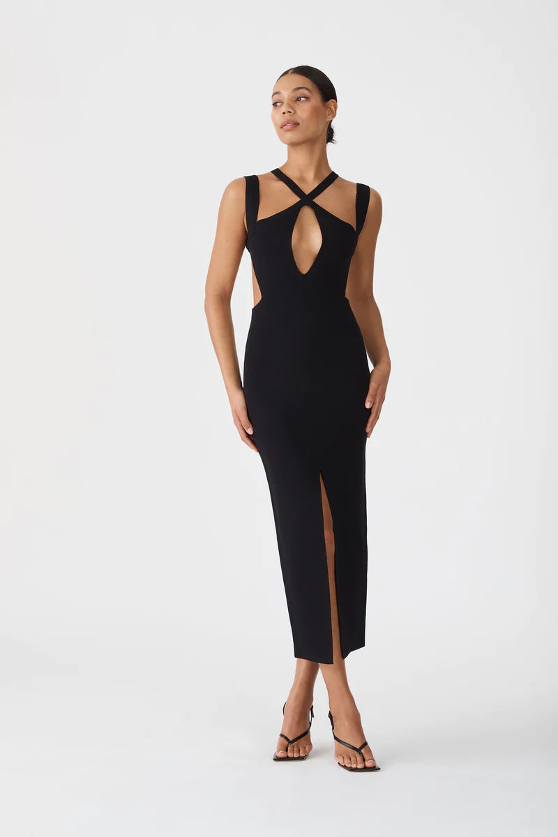 Elysian Collective San Sloane Celia Midi Dress Black