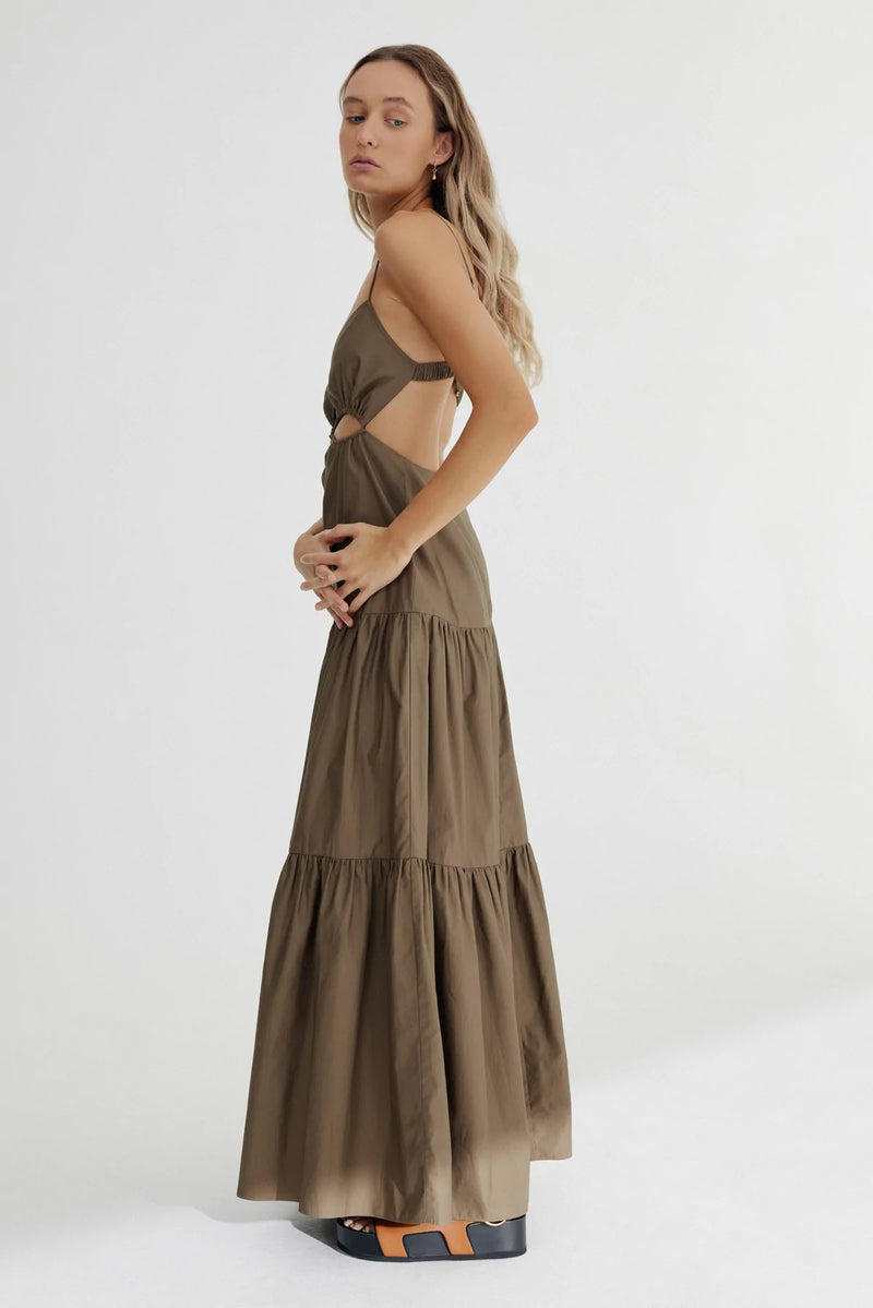 Elysian Collective Significant Other Addison Maxi Dress Khaki