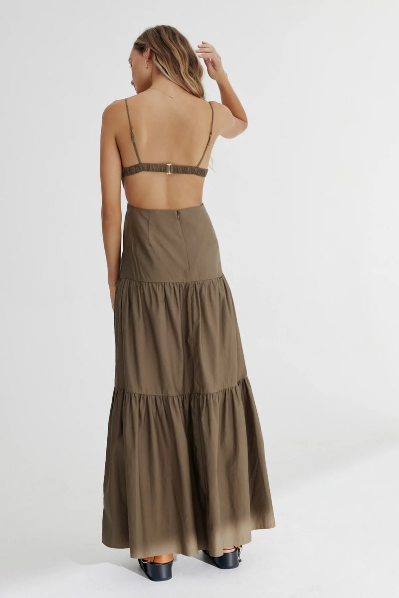 Elysian Collective Significant Other Addison Maxi Dress Khaki