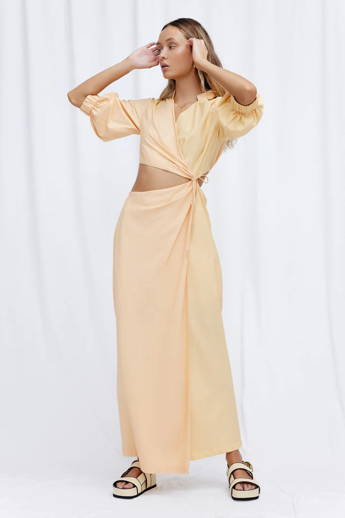 Elysian Collective Significant Other Kara Midi Dress Peach Mix