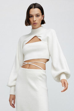 Elysian Collective Significant Other Lia Crop Knit Top Cream