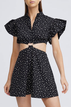 Elysian Collective Significant Other Martine Dress Black and Cream Polka