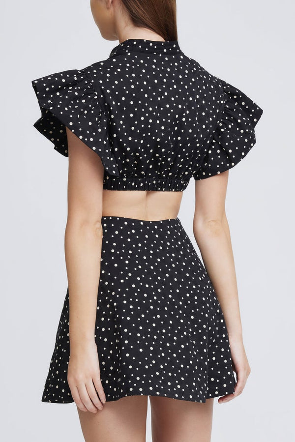 Elysian Collective Significant Other Martine Dress Black and Cream Polka