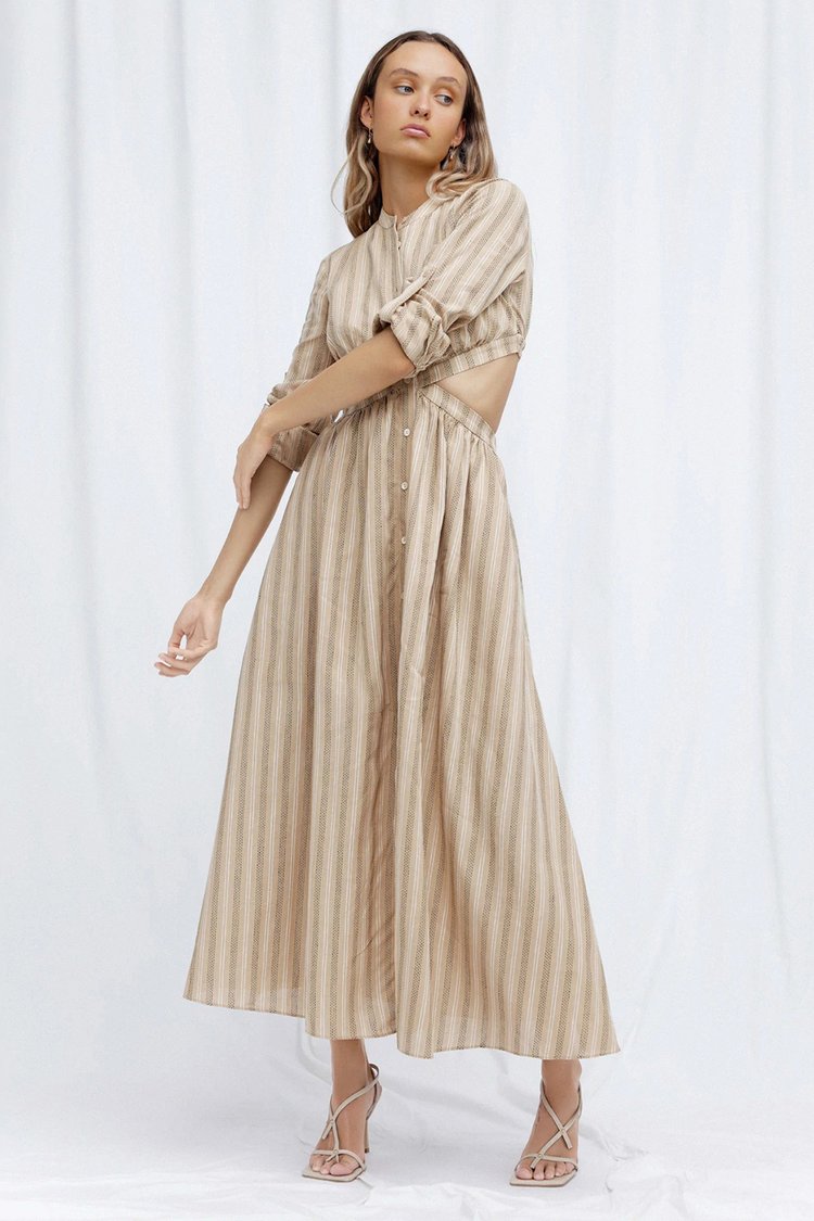 Elysian Collective Significant Other Petra Dress Almond Black Stripe