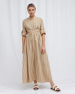 Elysian Collective Significant Other Petra Dress Almond Black Stripe