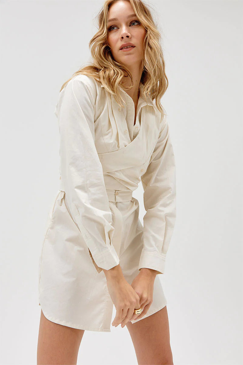 Elysian Collective Sovere Studio Dixie Wrap Shirt Dress Sand