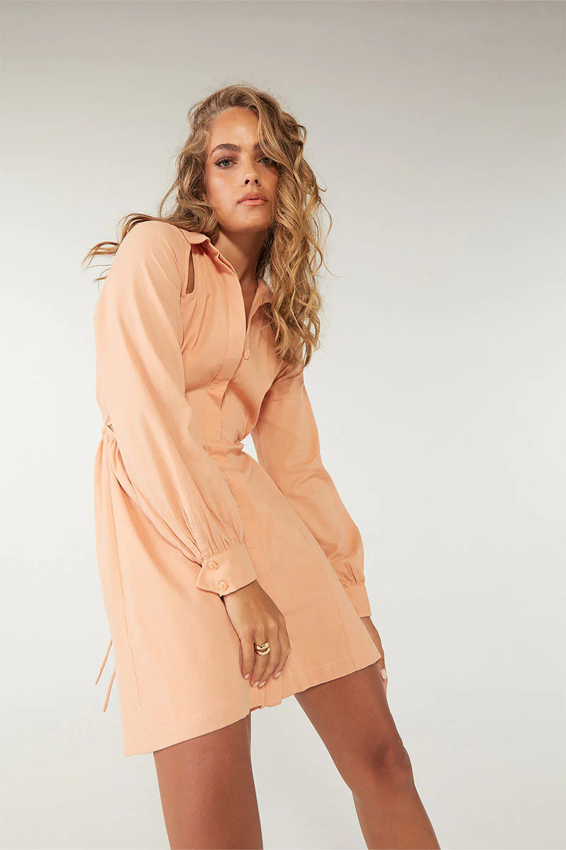 Elysian Collective Sovere Studio Glimpse Mini Shirt Dress Apricot