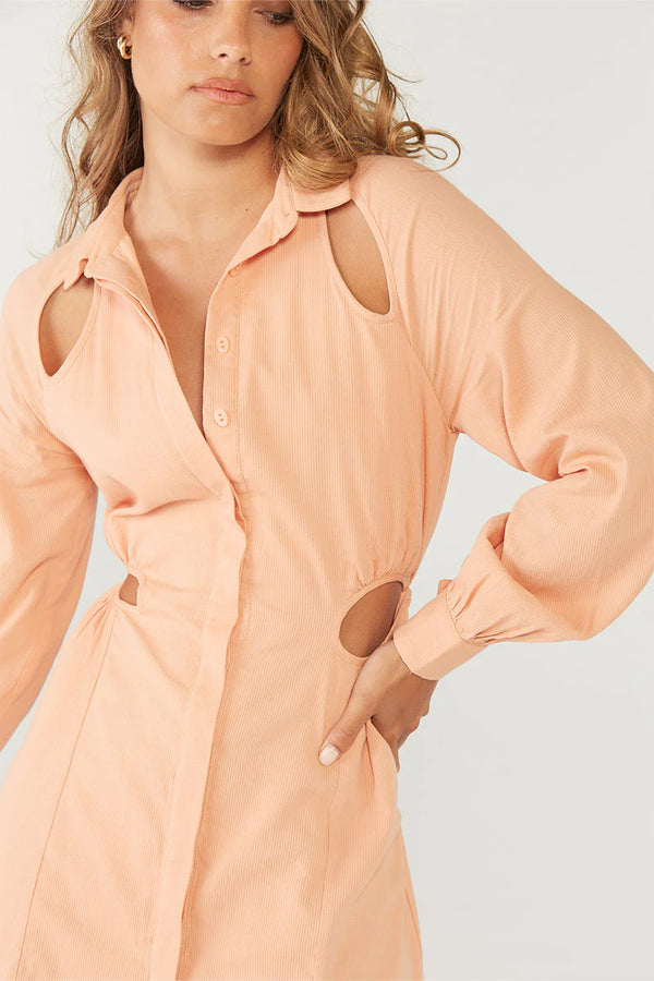 Elysian Collective Sovere Studio Glimpse Mini Shirt Dress Apricot