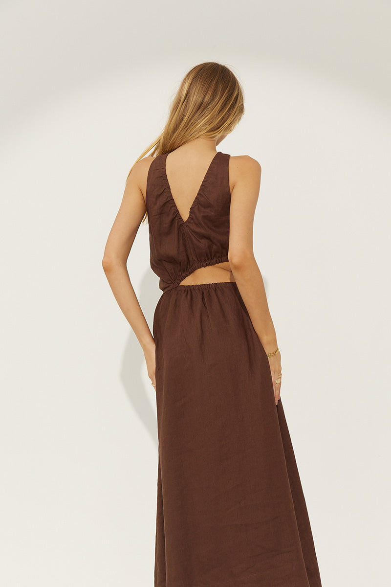 Elysian Collective Sovere Studio Mode Midi Dress Chocolate