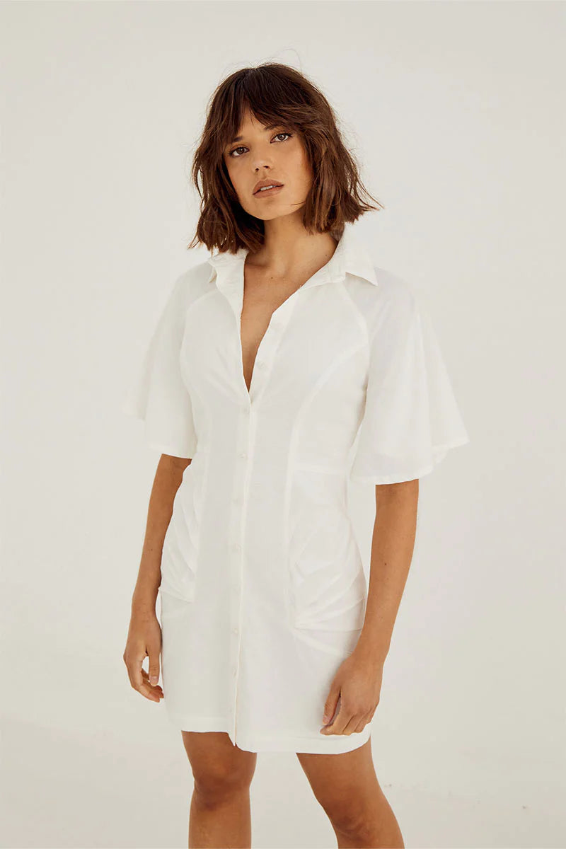 Elysian Collective Sovere Studio Outline Shirt Dress White