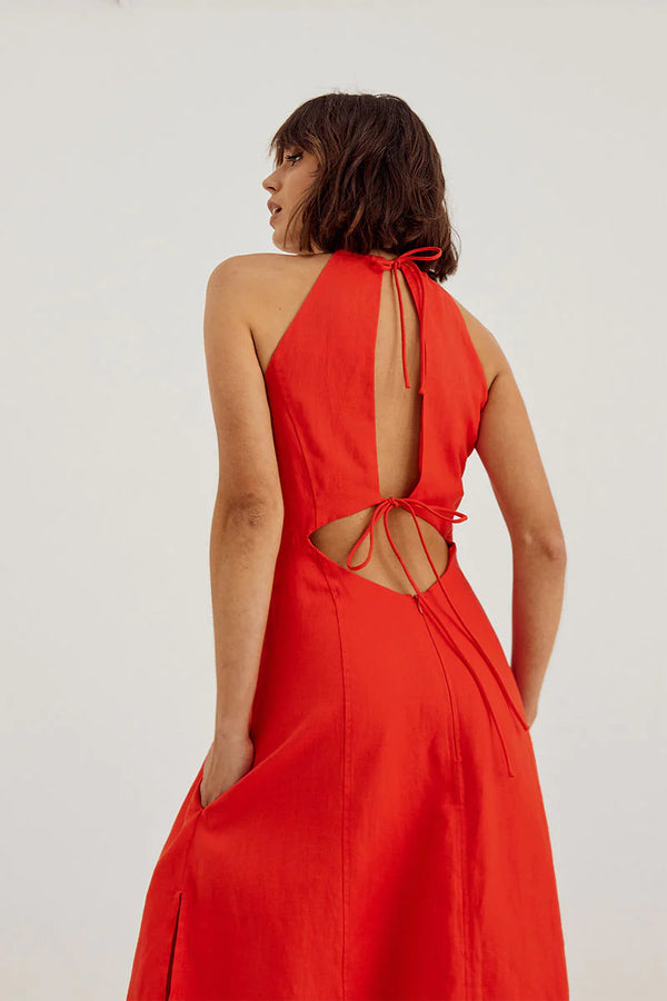 Elysian Collective Sovere Studio Relish Halter Midi Dress Solar Red