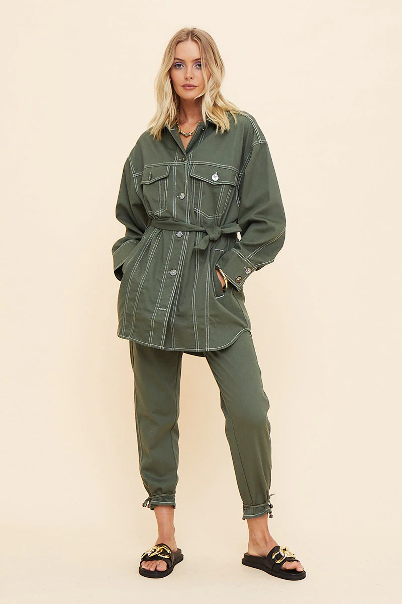 Elysian Collective Suboo Abbie Long Sleeve Panelled Jacket Olive