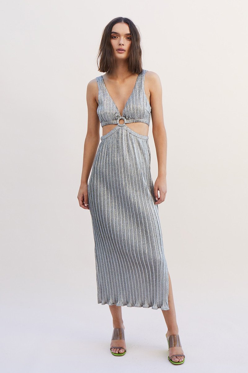 Elysian Collective Suboo Ana Sleevless Maxi Dress Silver