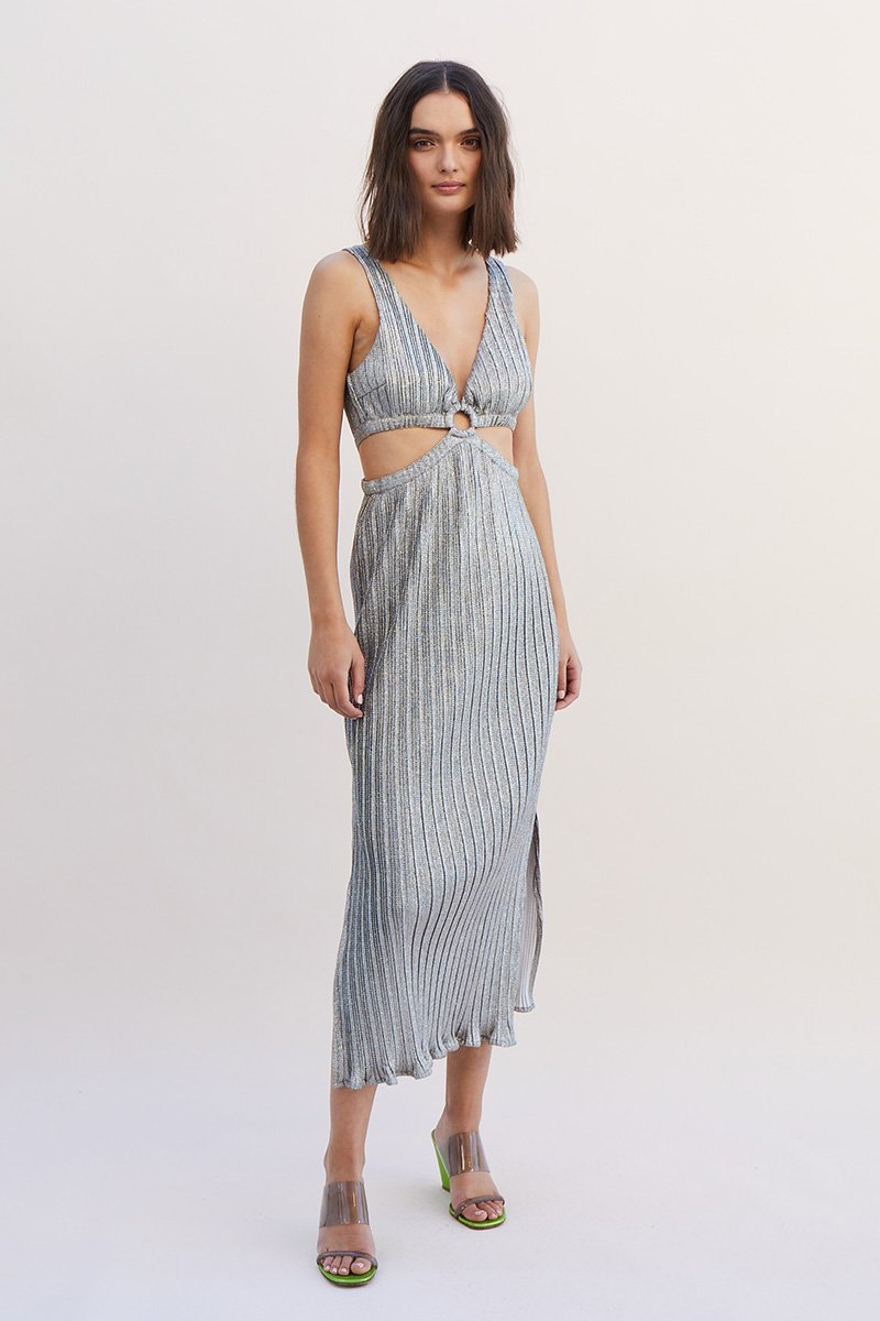 Elysian Collective Suboo Ana Sleevless Maxi Dress Silver