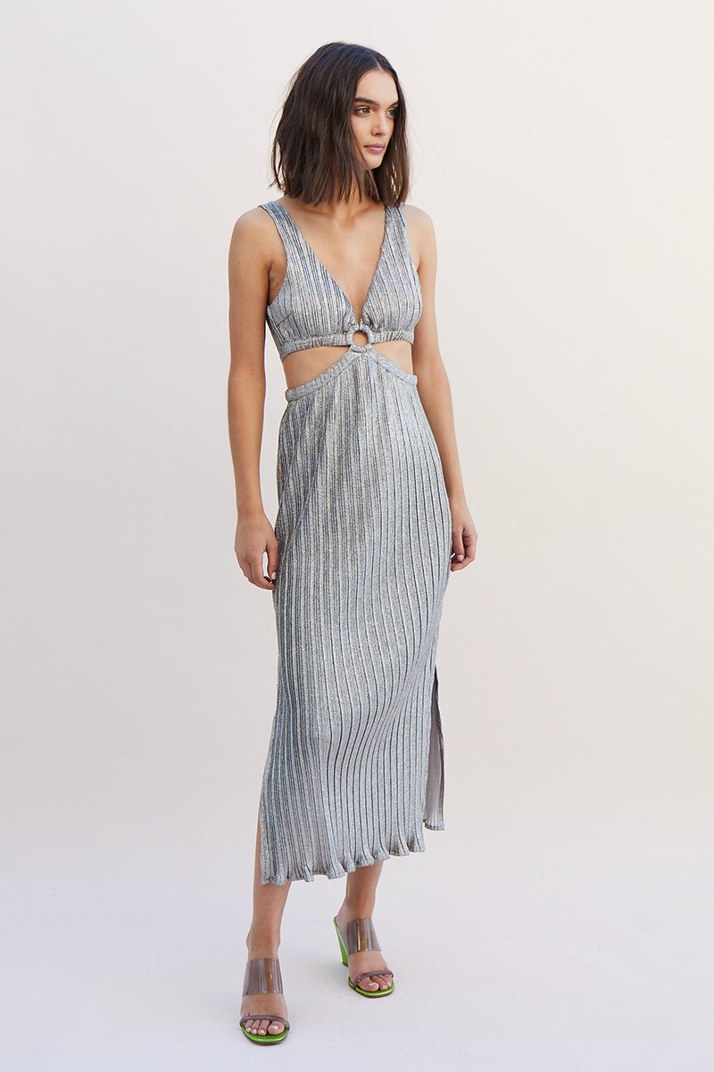 Elysian Collective Suboo Ana Sleevless Maxi Dress Silver