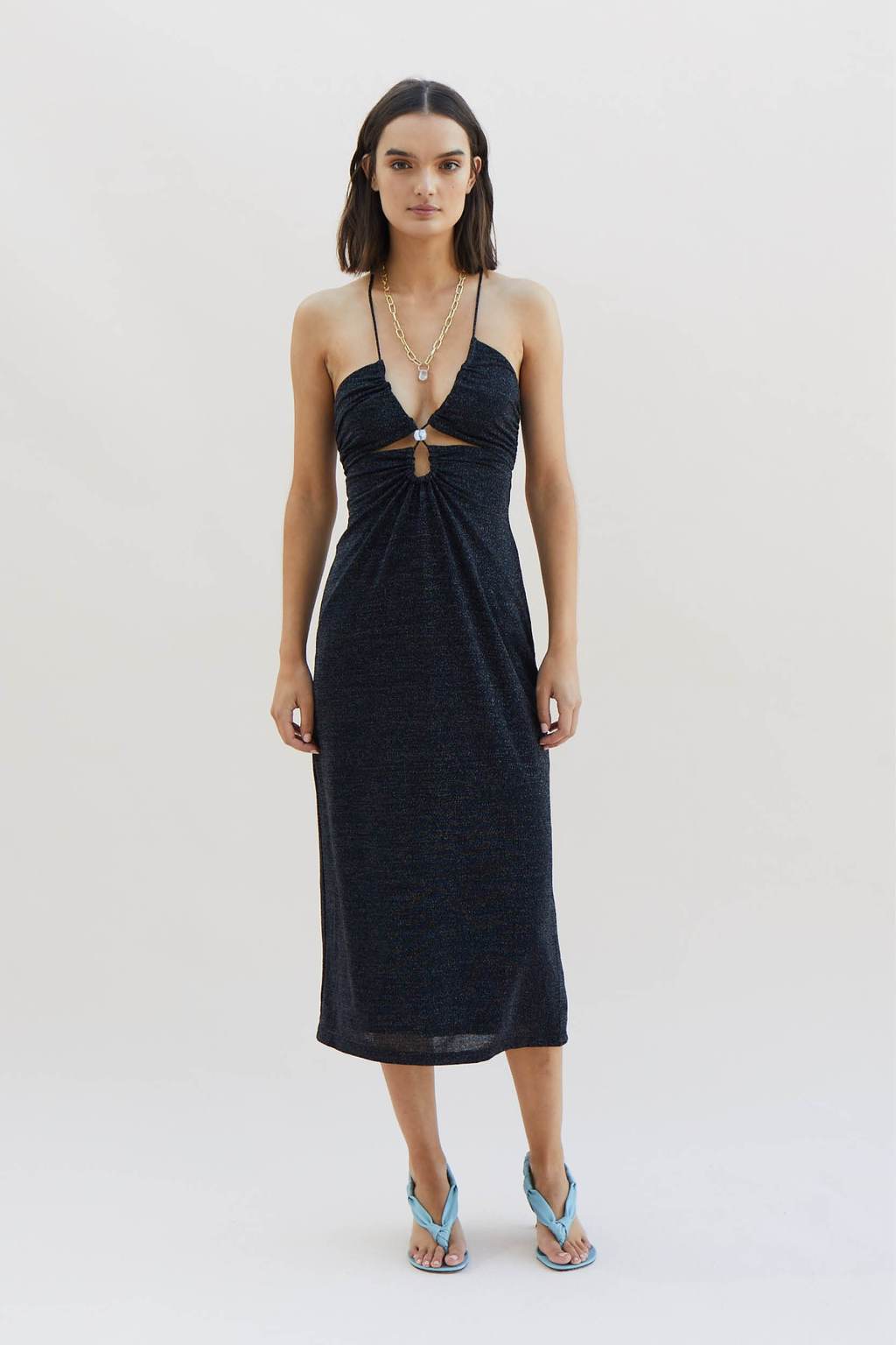 Elysian Collective Asha Splice Slip Dress Black 