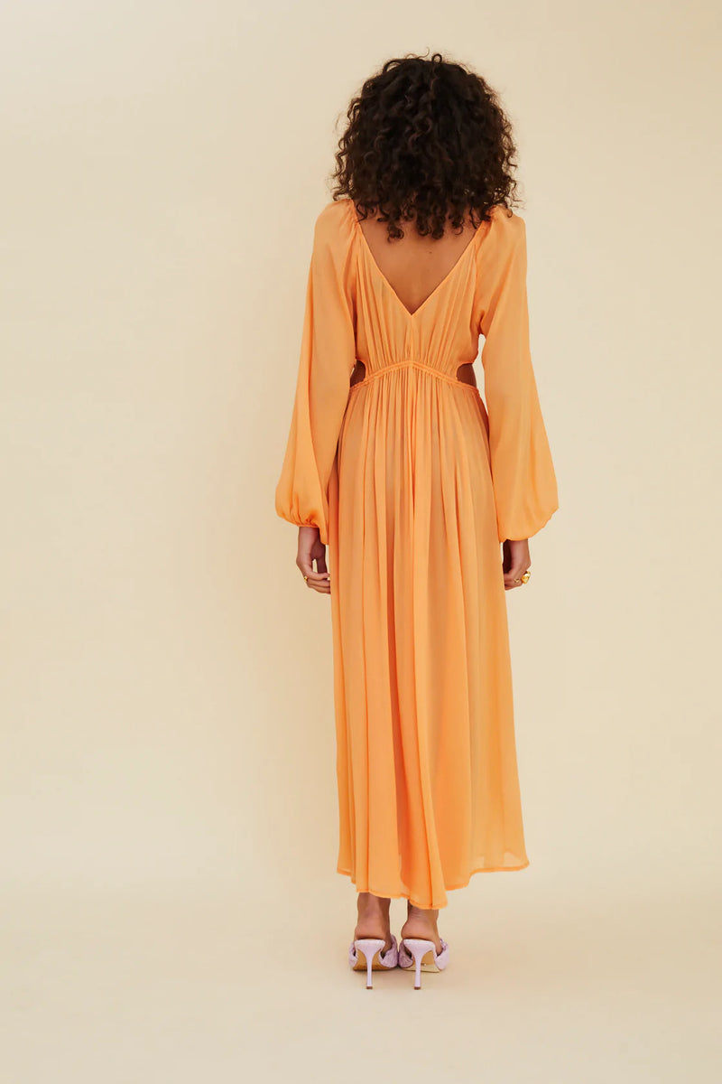 Elysian Collective Suboo Aura Long Sleeve Cutout Midi Dress Melon