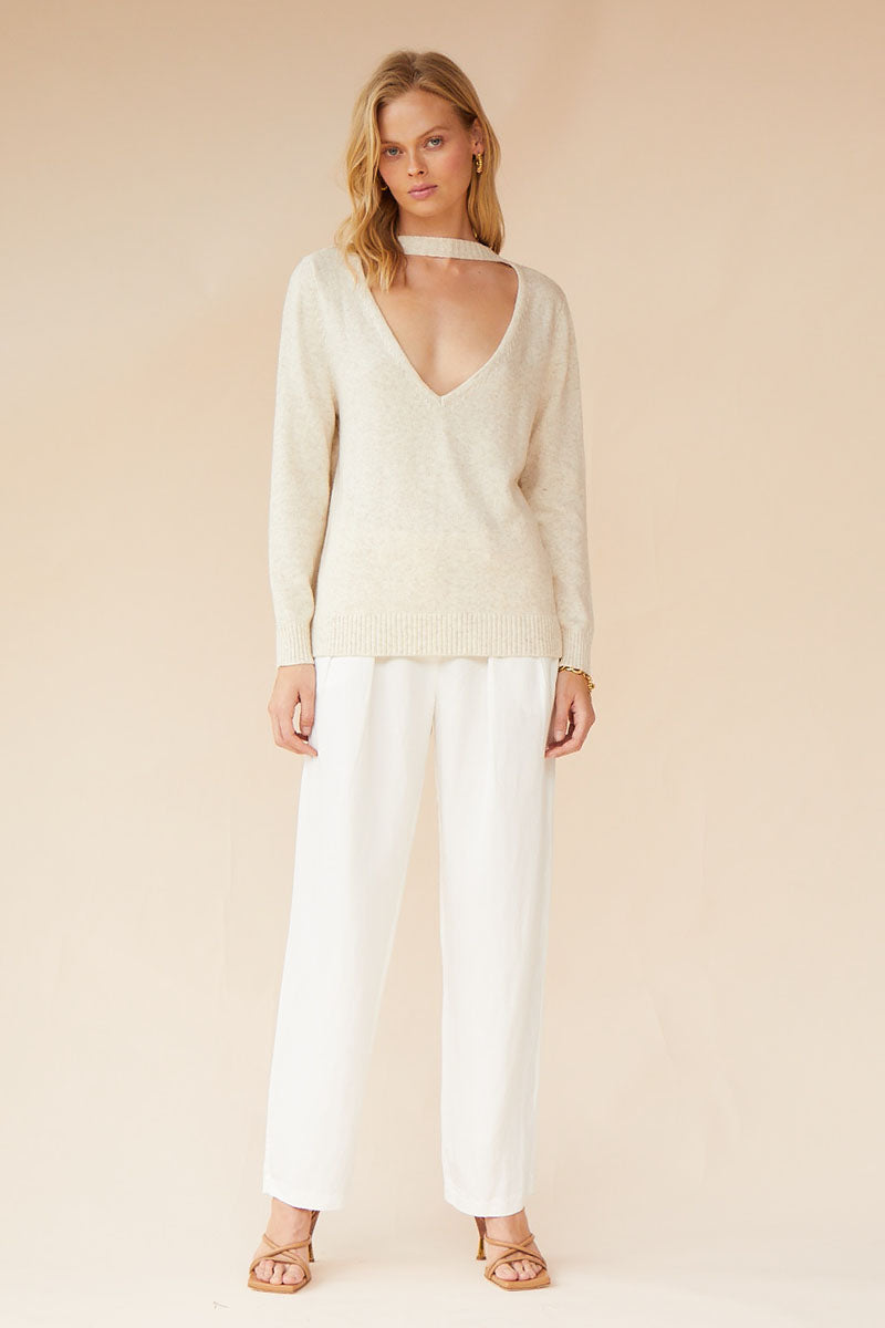 Elysian Collective Suboo Ella V Back Sweater Oatmeal