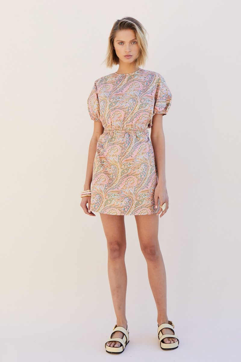 Elysian Collective Suboo Lennon Mini Round Neck Backless Dress Paisley