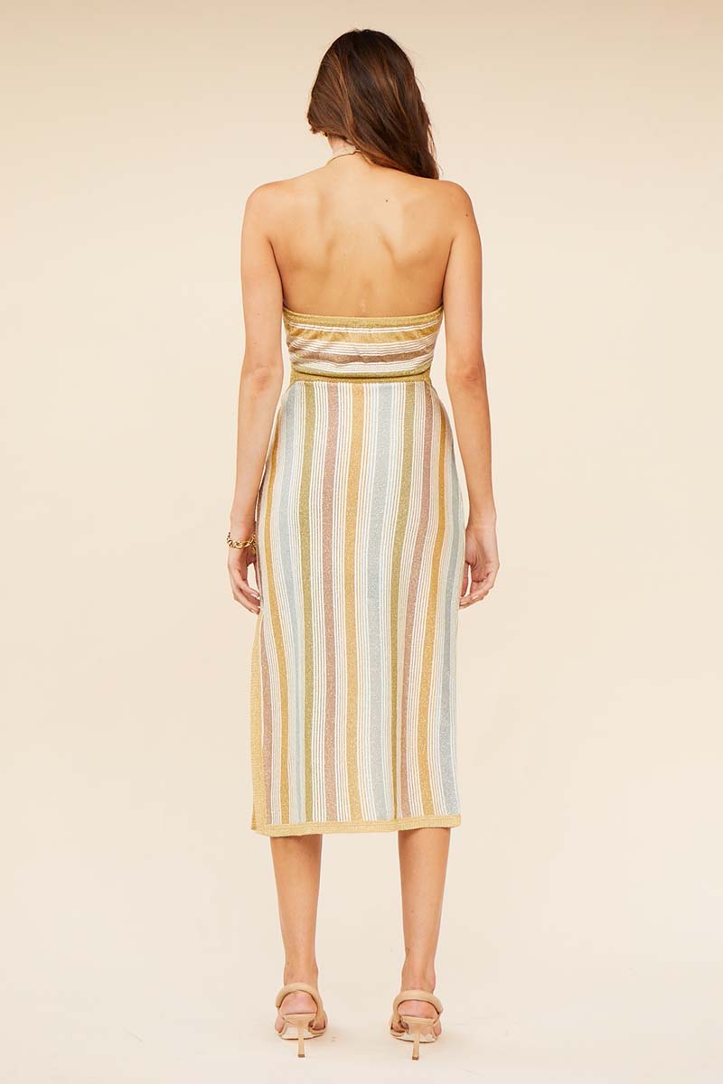 Elysian Collective Suboo Luella Halter Cut Out Midi Dress Luella Stripe