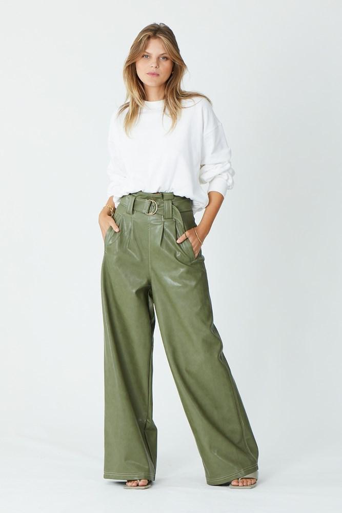 Elysian Collective Suboo Nicole Vegan Leather Pant Olive