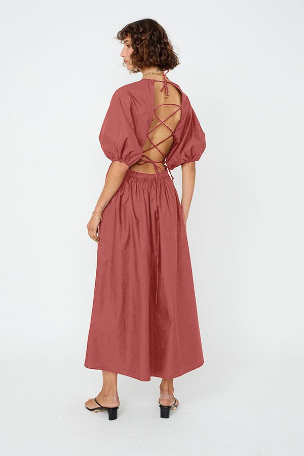 Elysian Collective Suboo Rossana Backless Dress Wine