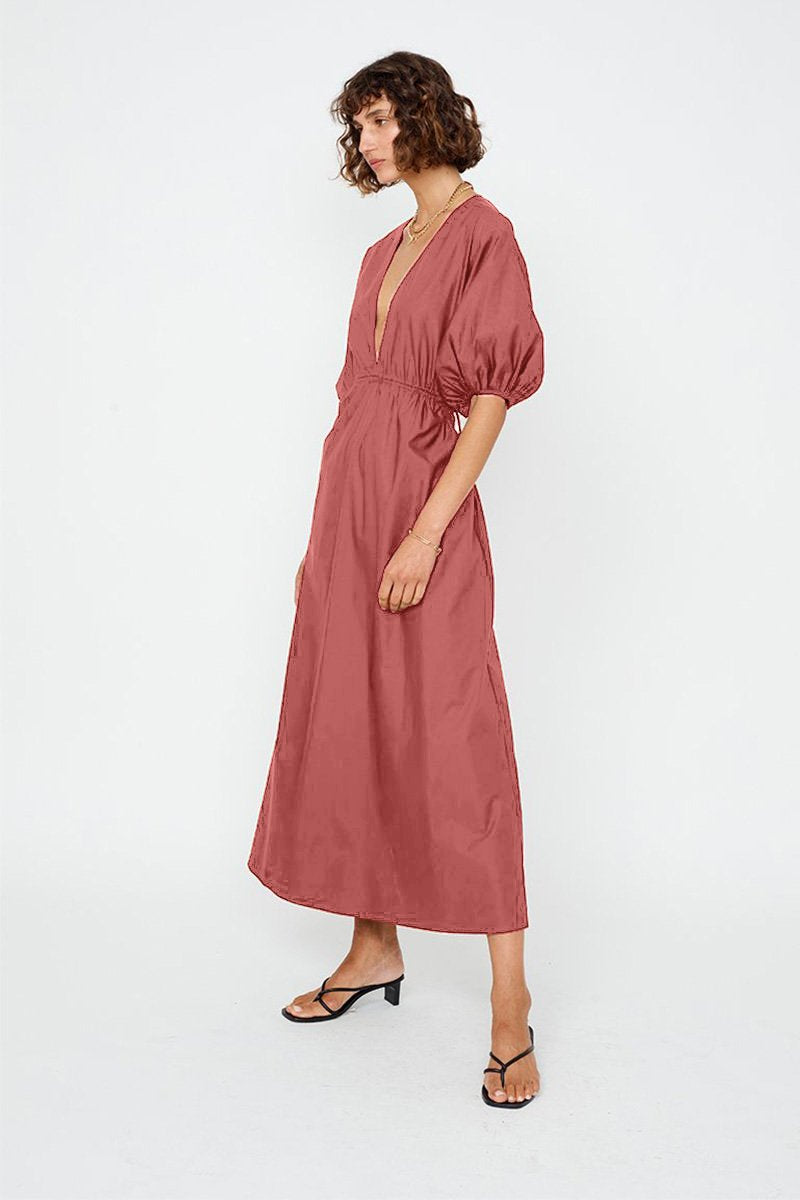 Elysian Collective Suboo Rossana Backless Dress Wine