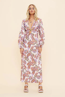 Elysian Collective Suboo Sienna Long Sleeve Keyhole  Front Maxi Dress