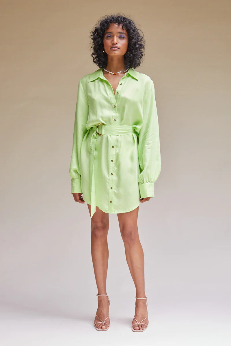 Elysian Collective Suboo Sky Mini Shirt Dress Lime