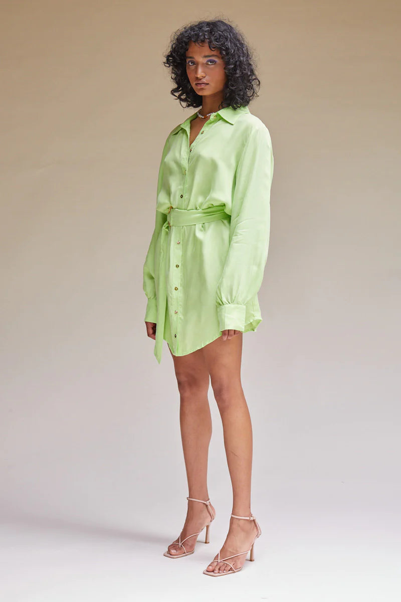 Elysian Collective Suboo Sky Mini Shirt Dress Lime