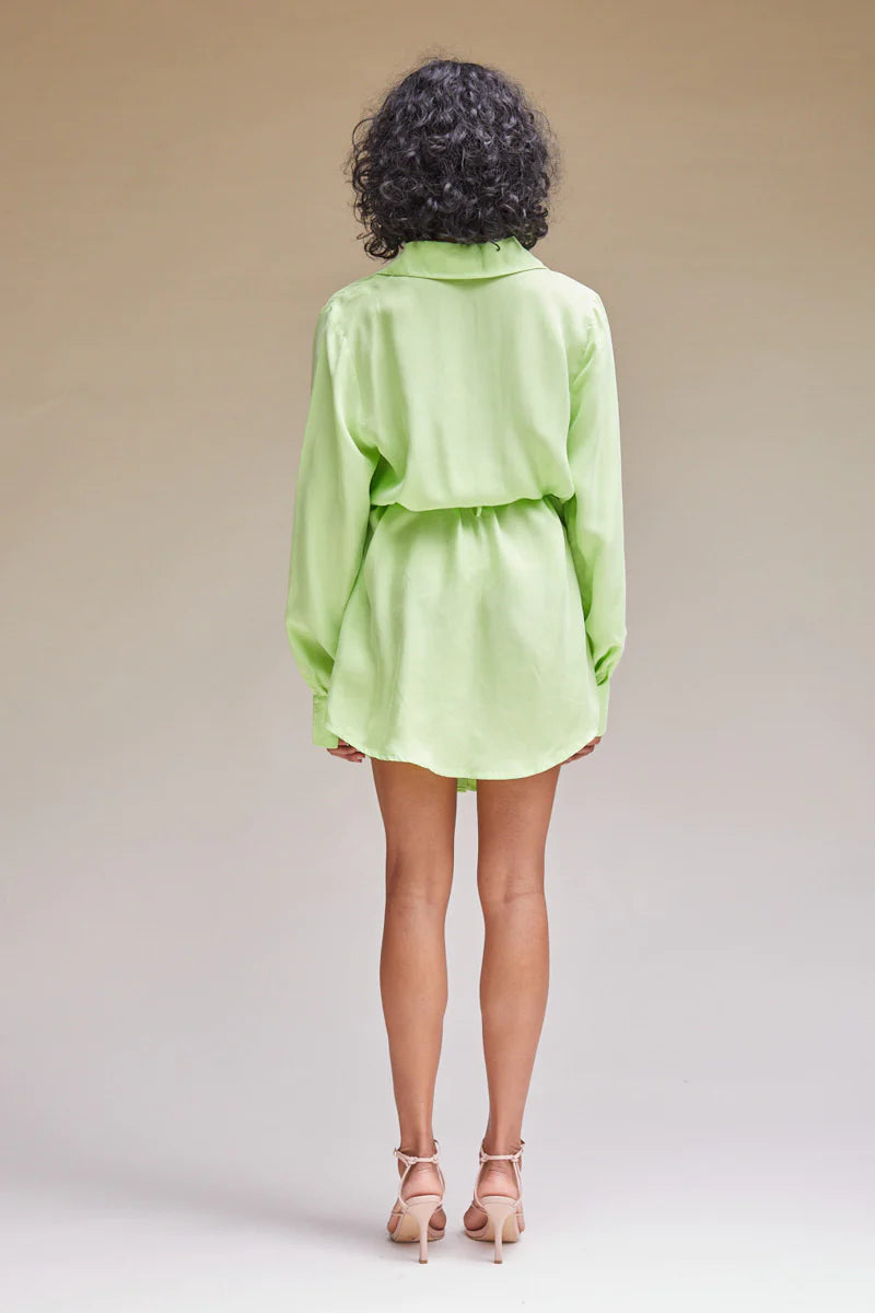 Elysian Collective Suboo Sky Mini Shirt Dress Lime
