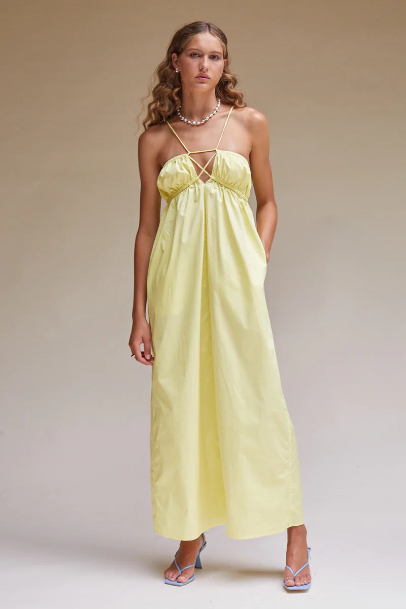 Elysian Collective Suboo Tali Strappy  Maxi Dress Lemon