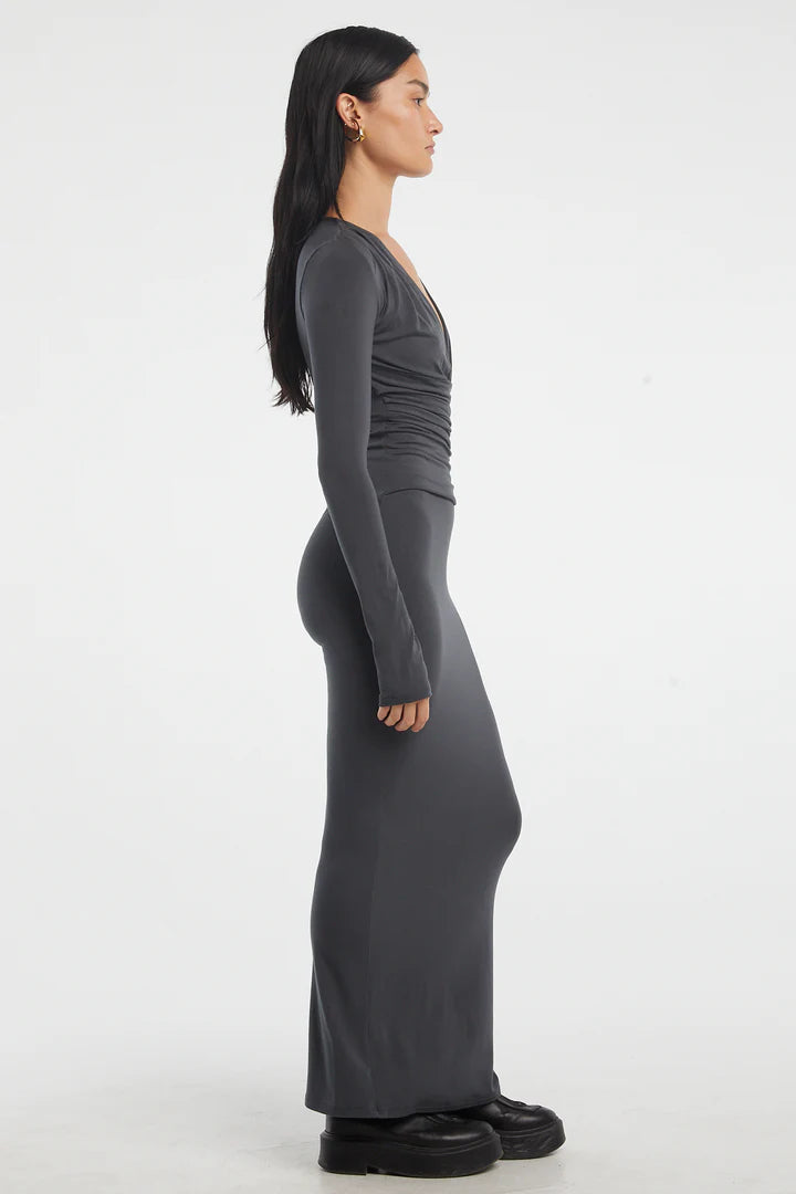 Elysian Collective The Line By K Calli Dress Dark Grey