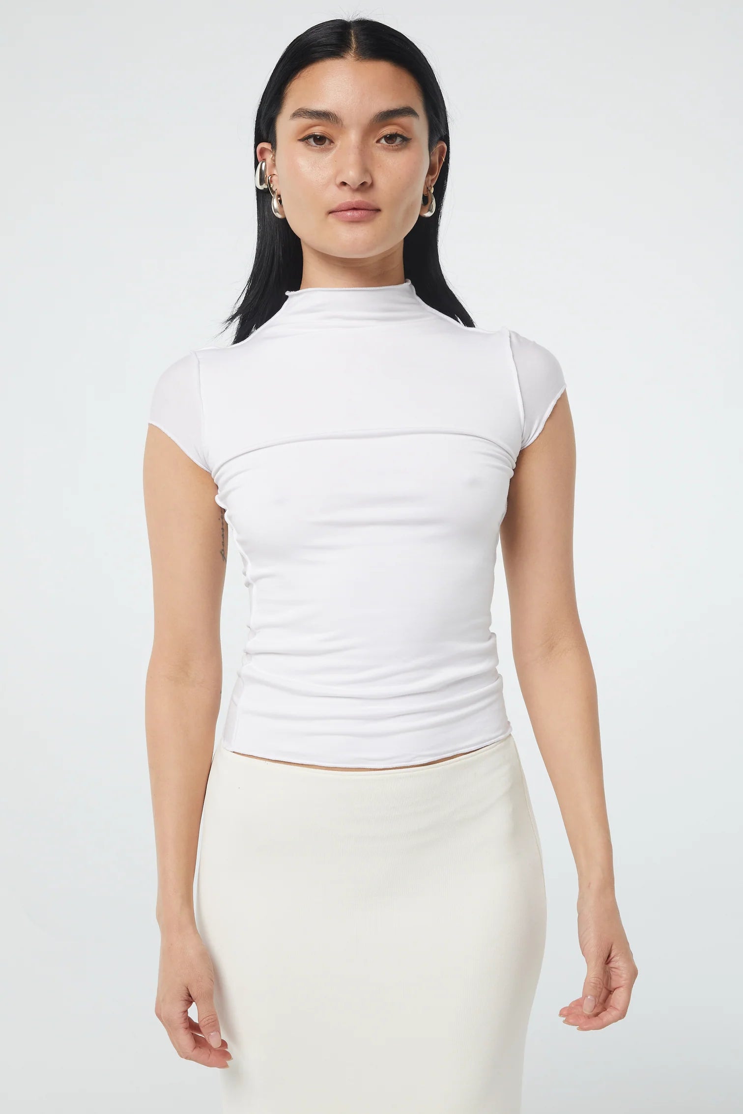 THE LINE BY K - Reese Mock Neck Top (Vanilla)